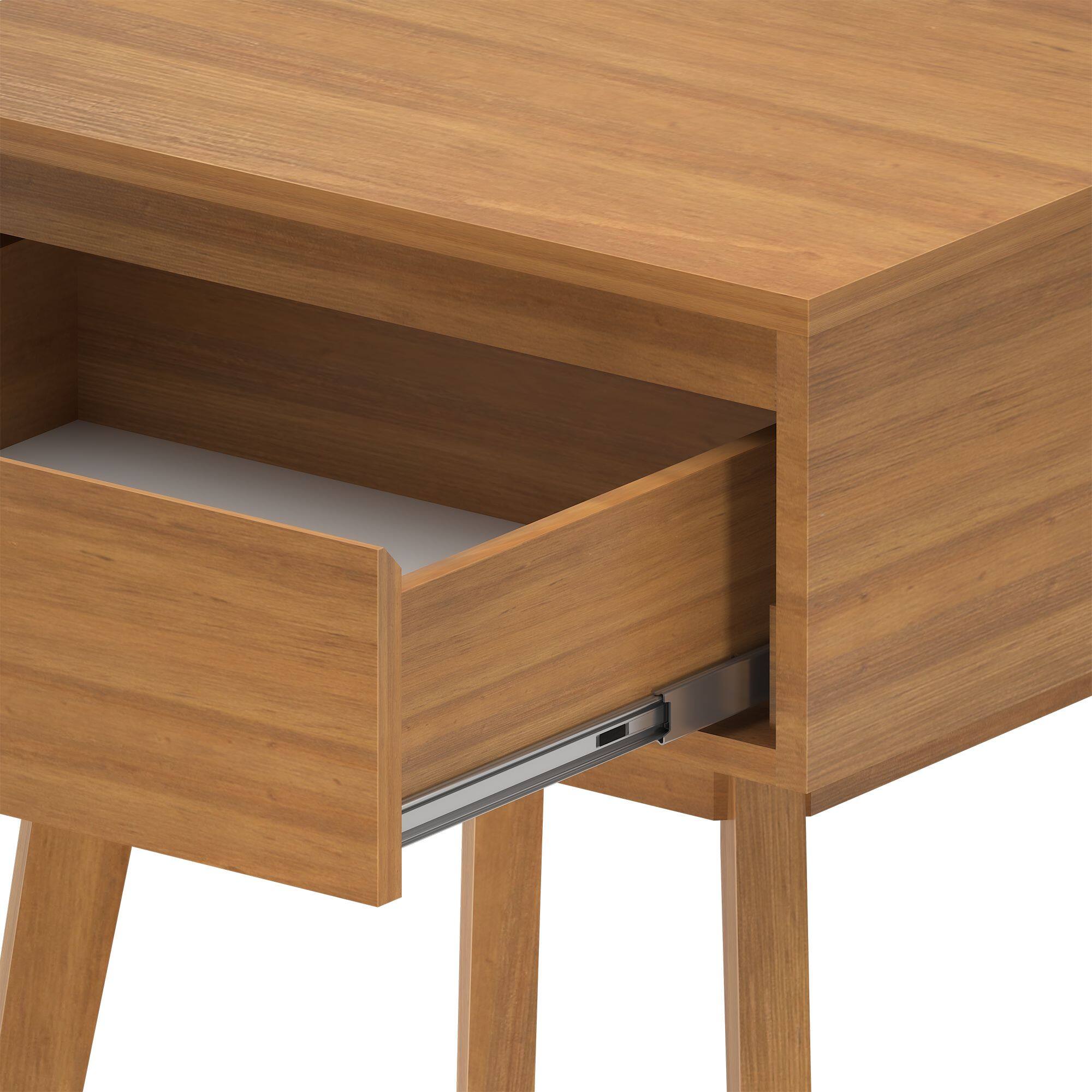 Alt View 4. Plank+Beam - Scandinavian Nightstand with 1 Drawer, Pecan - Pecan.