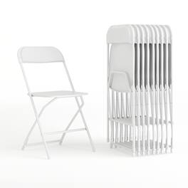 Emma + Oliver - Set of 10 Stackable Folding Plastic Chairs - 650 LB Weight Capacity - White