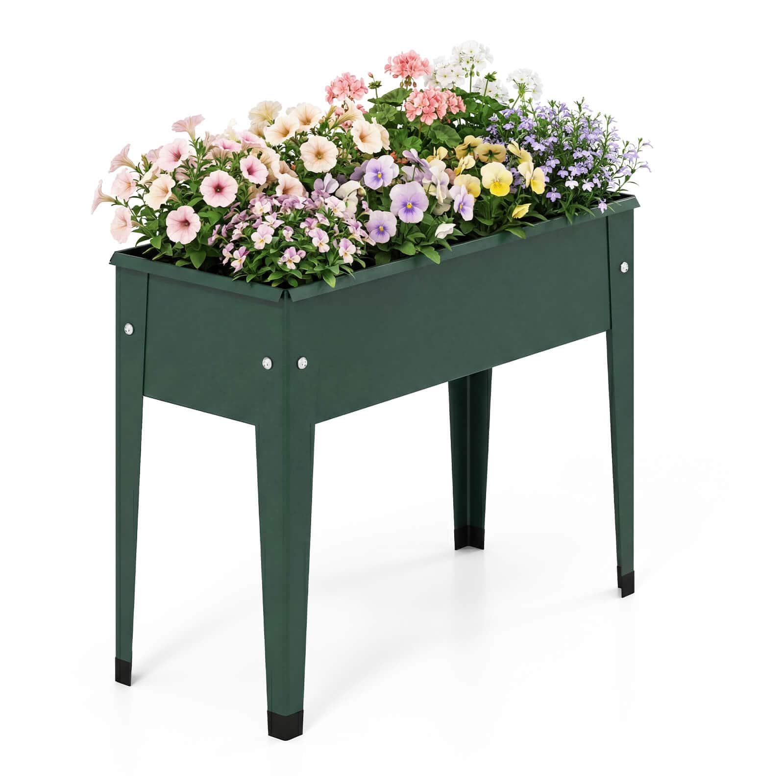 Costway - 1 PCS Raised Garden Bed, Elevated Metal Planter Box with Legs and Drainage Holes - Green