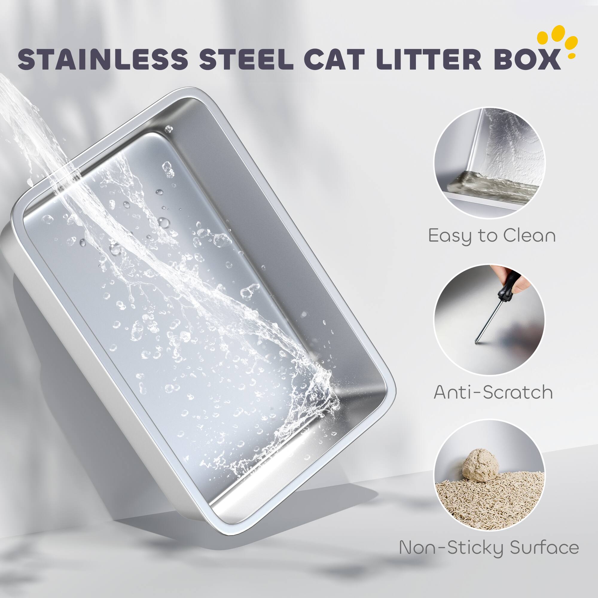 STAINLESS STEEL CAT LITTER BOX

- Easy to Clean
- Anti-Scratch
- Non-Sticky Surface
