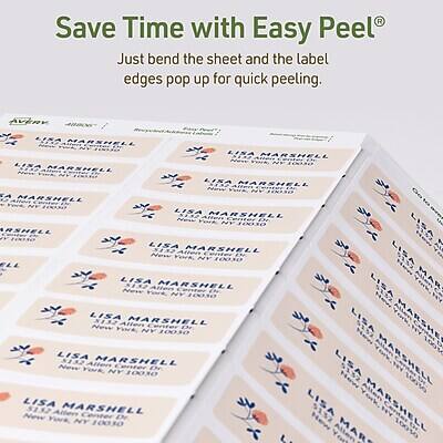 Save Time with Easy Peel®  
Just bend the sheet and the label edges pop up for quick peeling.

LISA MARSHALL  
3112 Allen New York, NY 10030  
LISA MARSHALL  
3112 Allen New York, NY 10030  
LISA MARSHALL  
3112 Allen New York, NY 10030  
LISA MARSHALL  
3112 Allen New York, NY 10030  
LISA MARSHALL  
3112 Allen New York, NY 10030