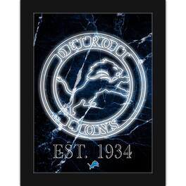 Fan Creations - Detroit Lions 12'' x 16'' Framed Circle Logo Print - Black