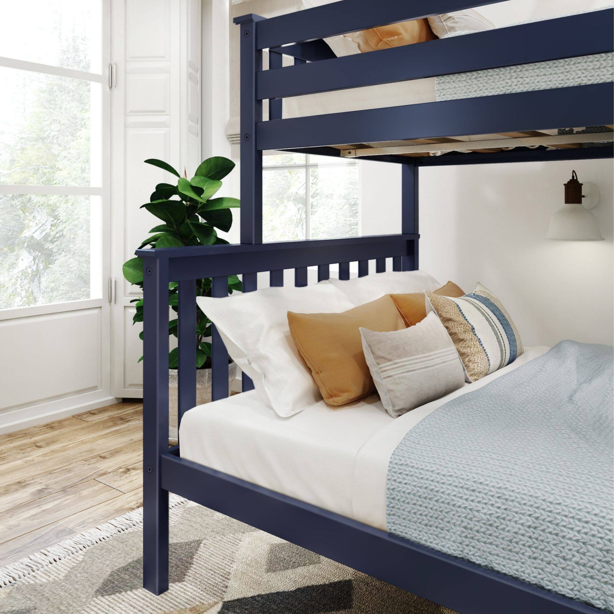 Alt View 1. Plank+Beam - Classic Twin over Full Bunk Bed, Blue - Blue.