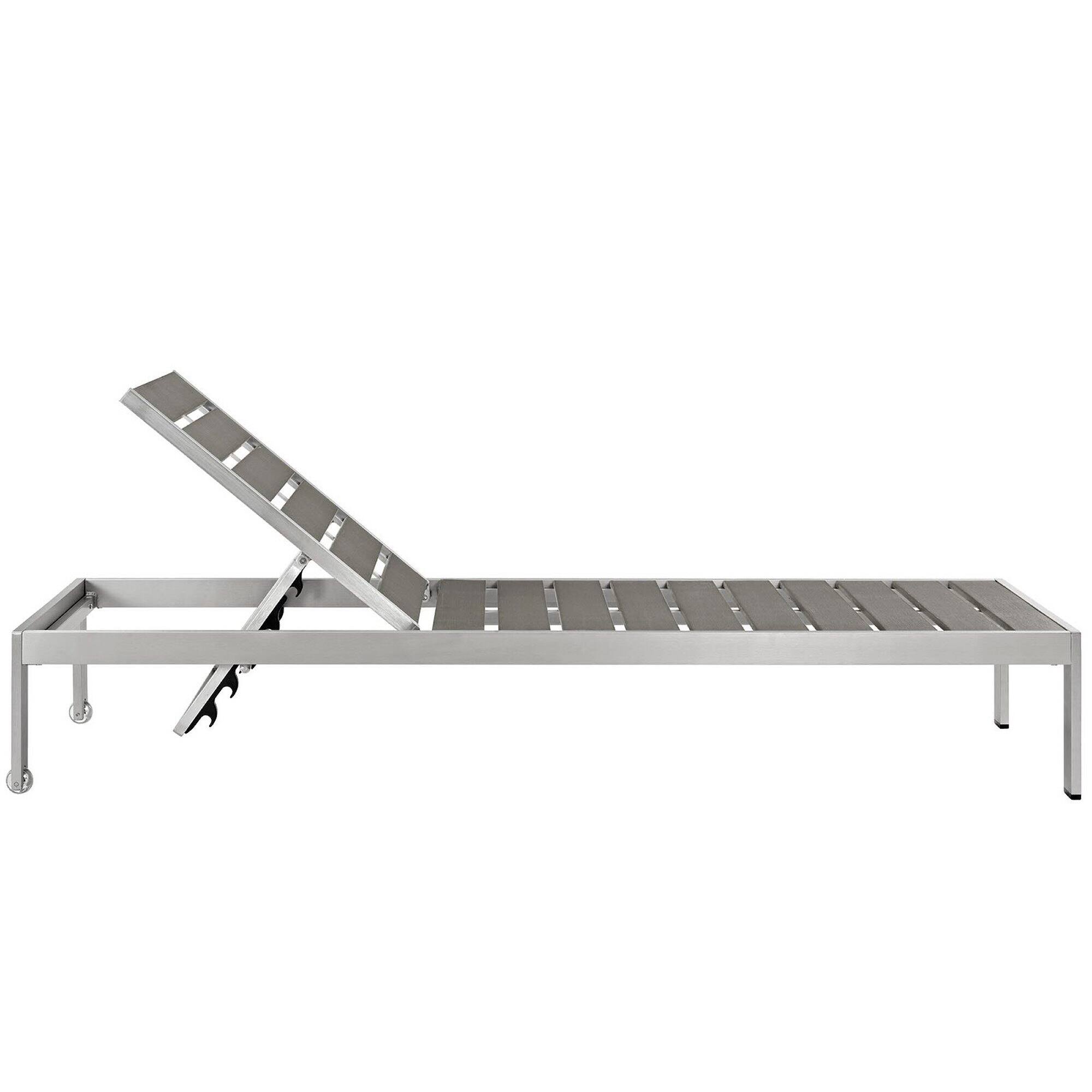 Back. Modway - Shore 3-Piece Outdoor Patio Aluminum Set - Two Chairs and Side Table - Silver Gray.