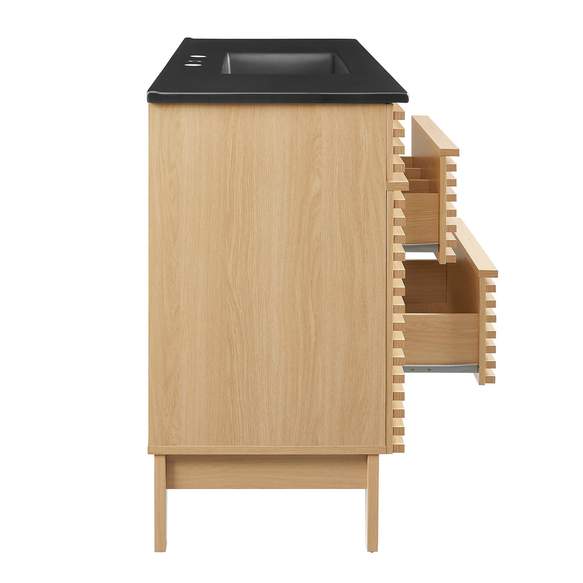 Alt View 4. Modway - Render 48" Bathroom  Vanity with Black Basin Included - Oak Black.