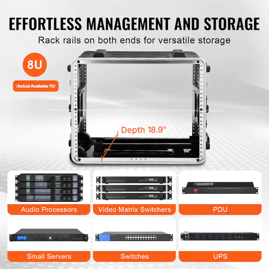 VEVOR 8U Rack Case, Standard 19 in Depth, Server Rack Cabinet with ABS ...