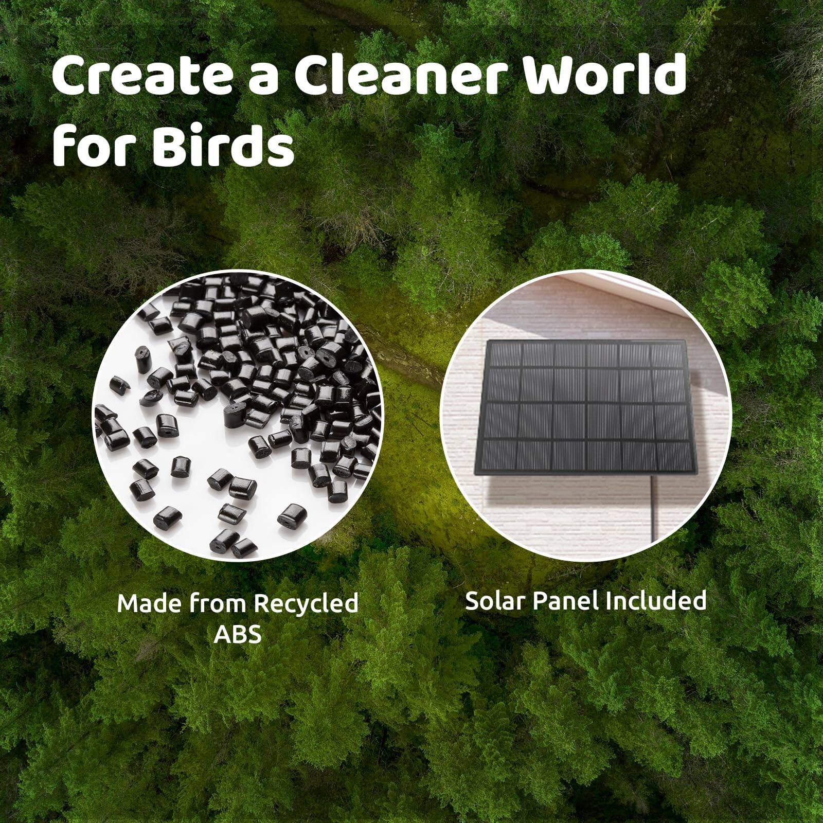 Create a Cleaner World for Birds Made from Recycled ABS Solar Panel Included