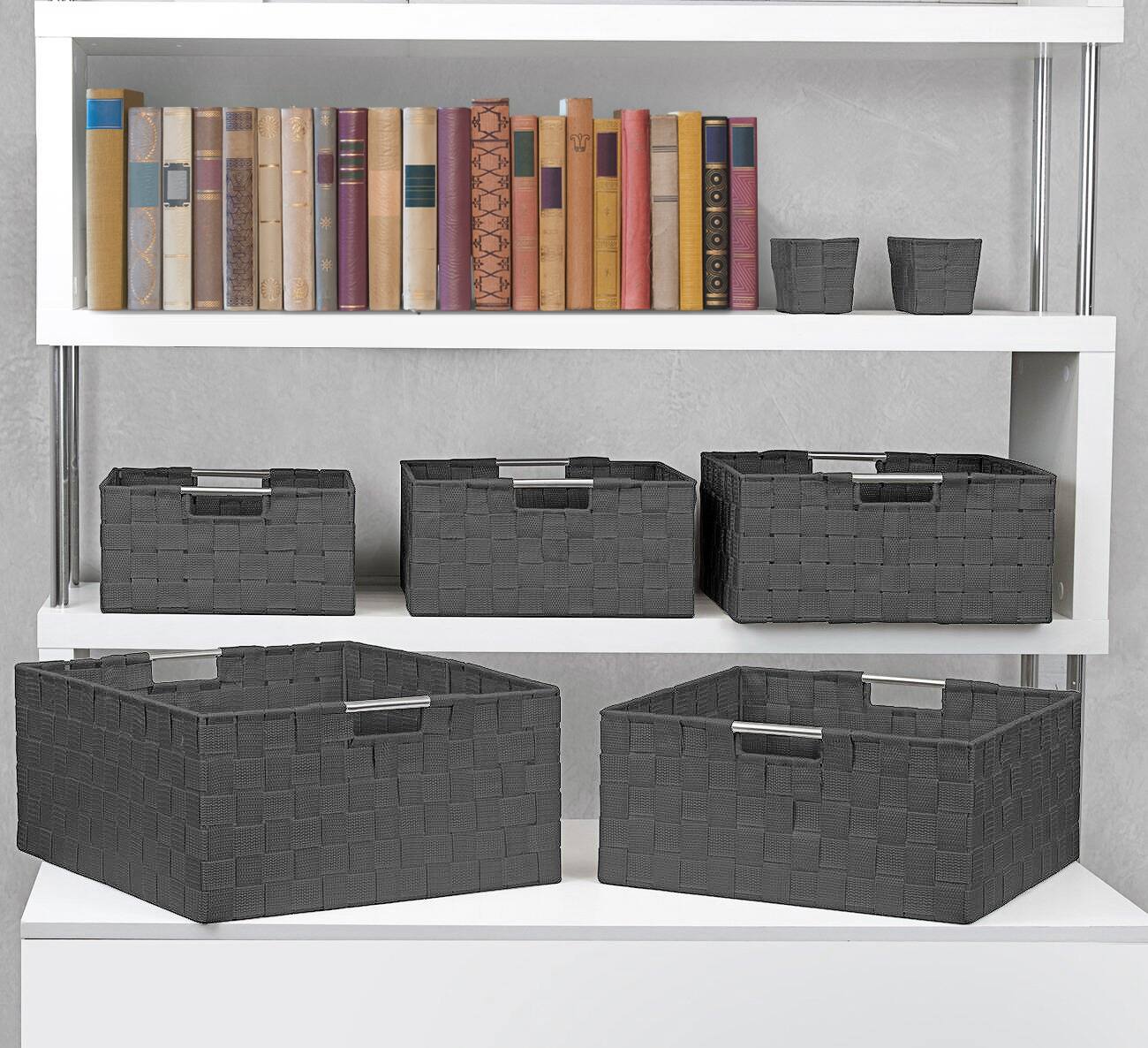 Alt View 2. Sorbus - Sorbus 7 Piece Storage Baskets for Organizing , Mesh, Linen, Organizer Storage Baskets for Home or Office - Gray.