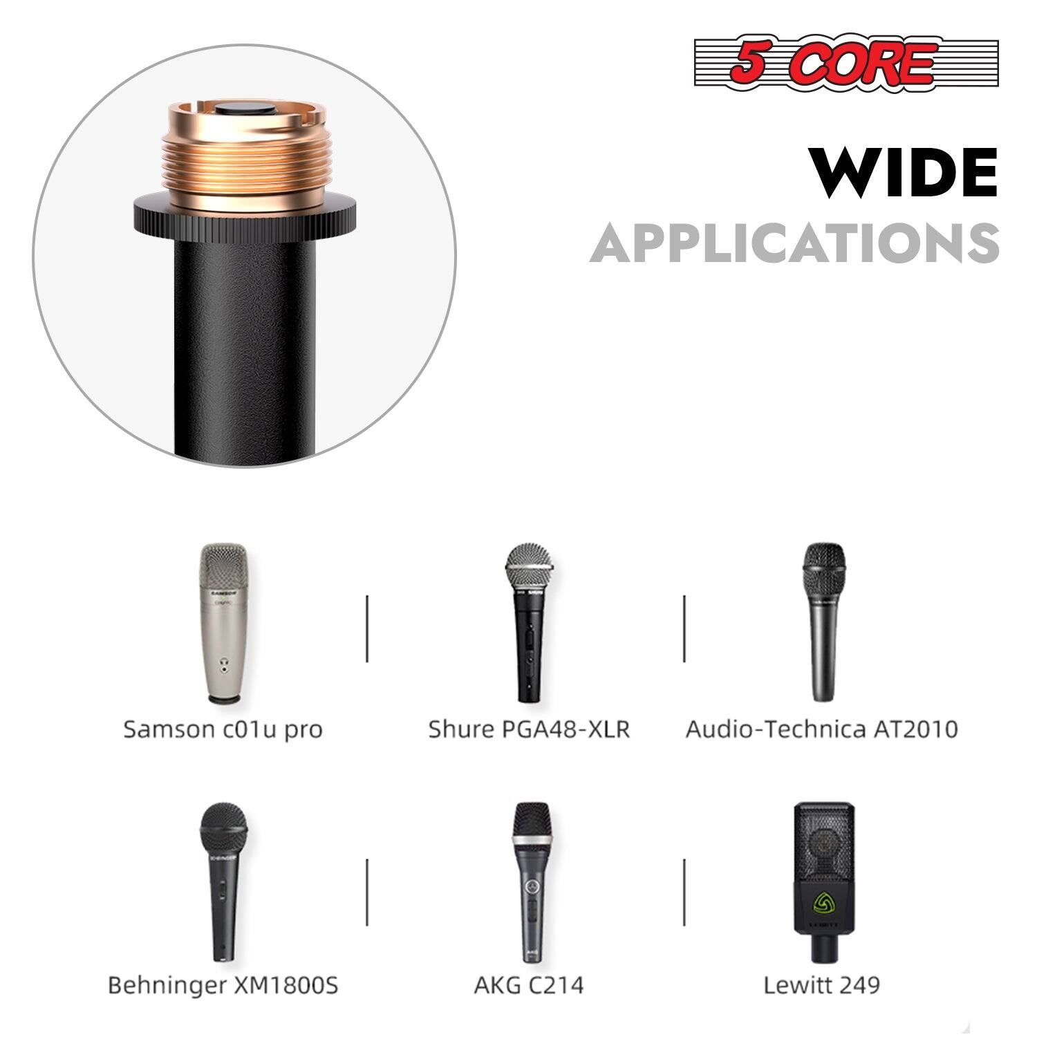 5 CORE WIDE APPLICATIONS Samson c01u pro Shure PGA48-XLR Audio-Technica AT2010 Behninger XM1800S AKG C214 Lewitt 249