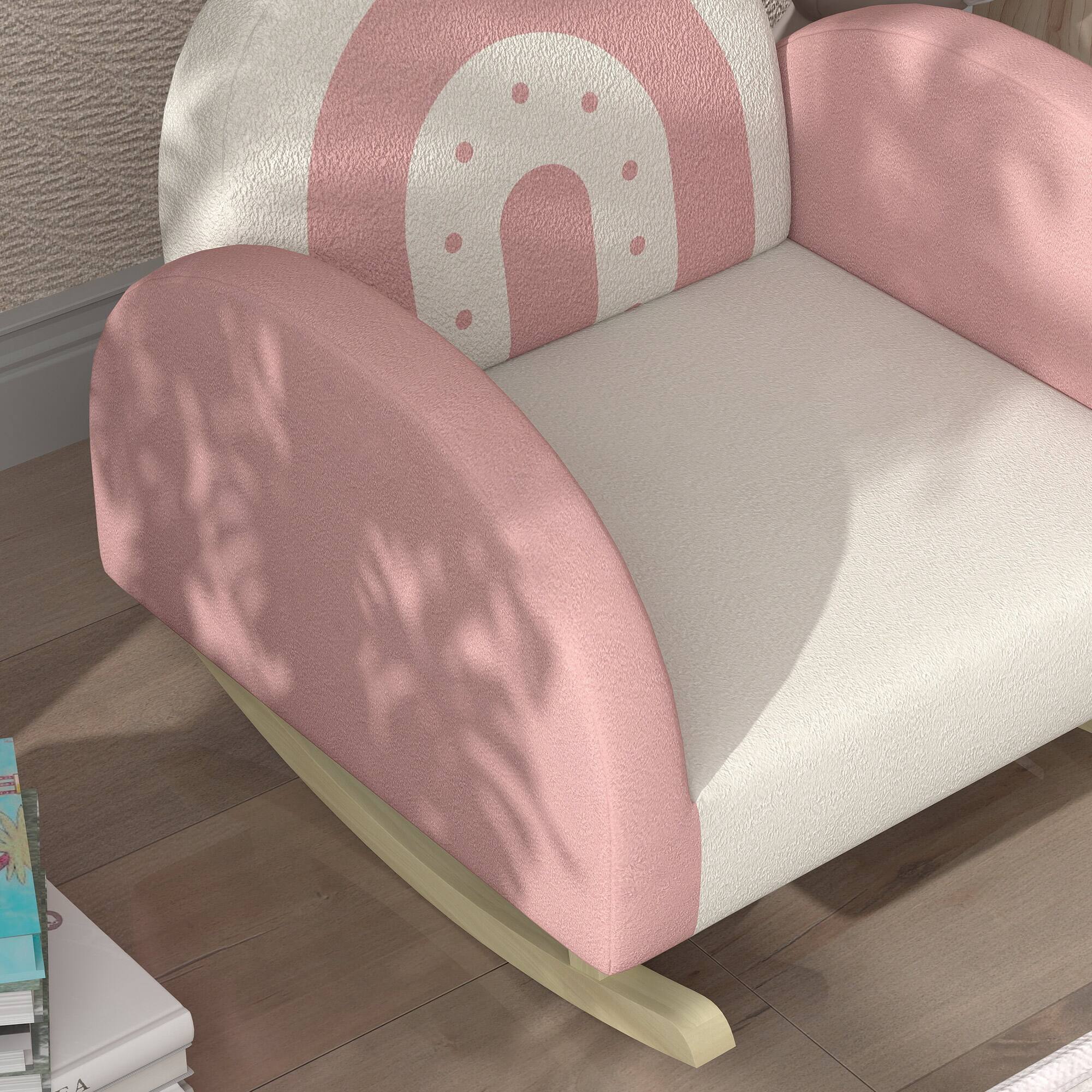 Alt View 4. Qaba - Kids Rocking Chair, Princess Crown Toddler Chair, Children's Armchair Rocker, Rainbow Backrest, Bedroom, Playroom - Pink.