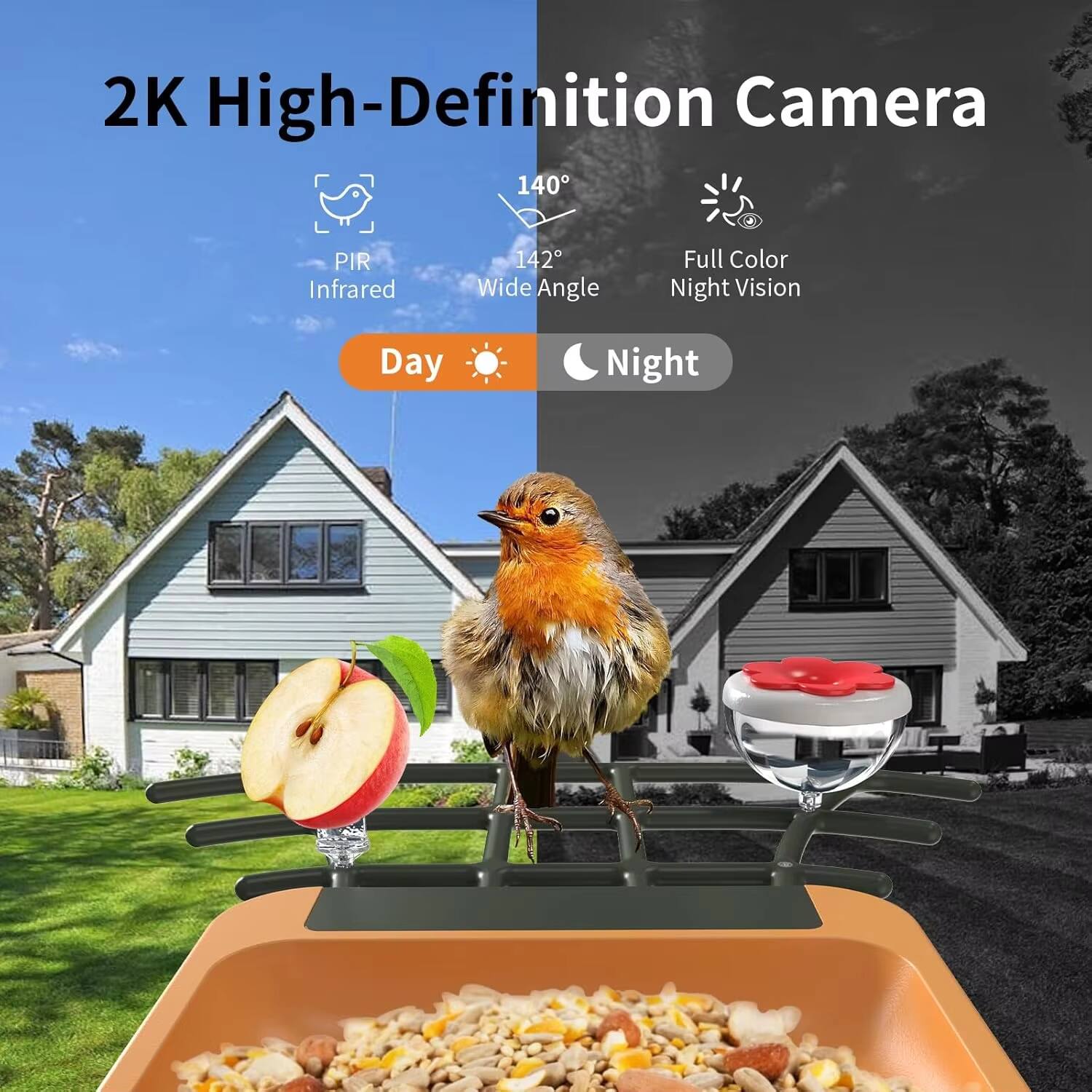 2K High-Definition Camera  
140° Wide Angle  
PIR Infrared  
Full Color Night Vision  
Day/Night