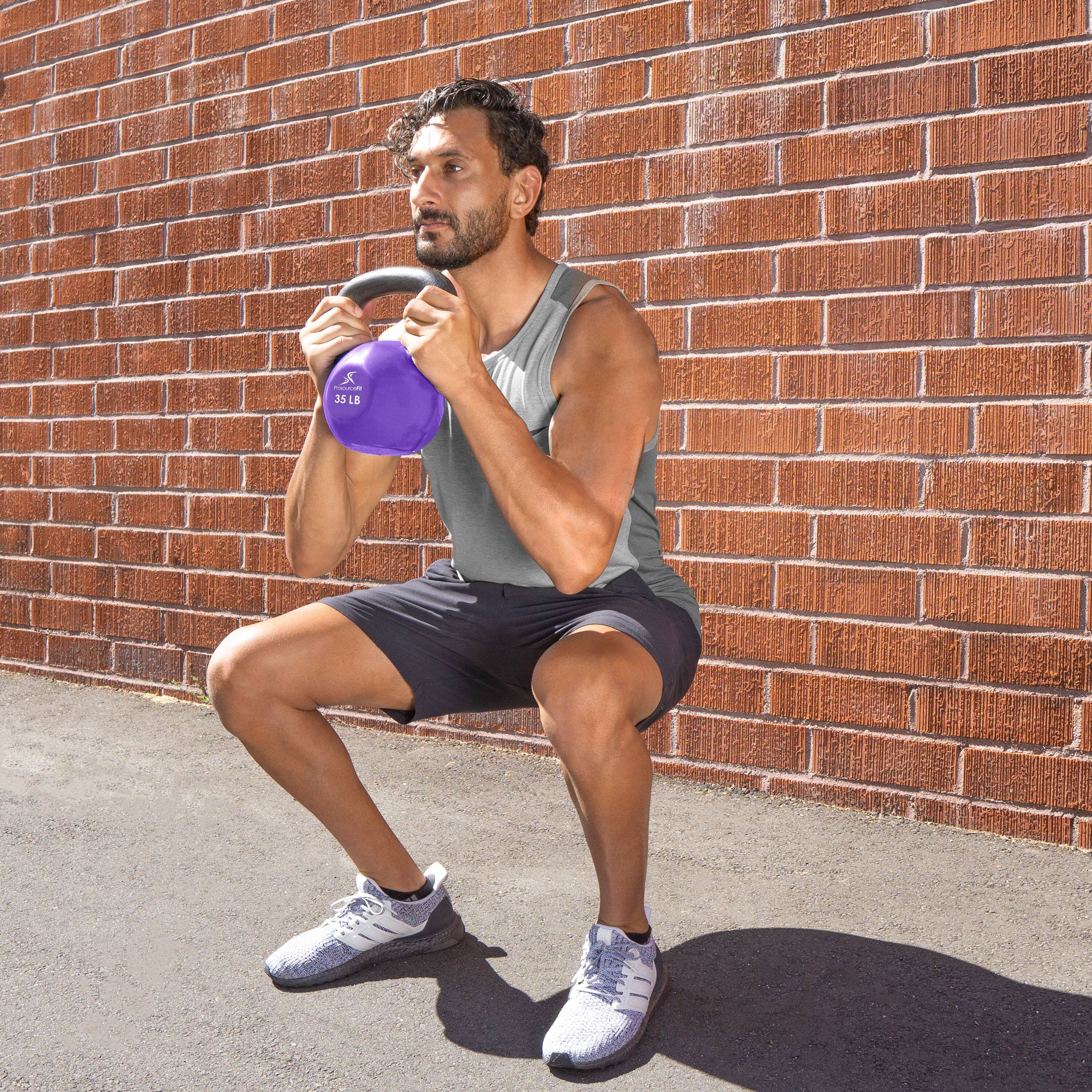 Back. ProsourceFit - ProsourceFit Vinyl Coated Iron Kettlebell, 35 lbs - Purple.