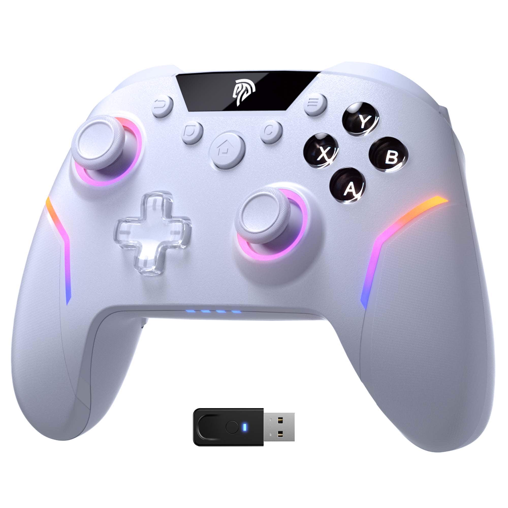 Front. EasySMX - EasySMX X20 Wireless Gaming Controller, RGB Backlit, Hall Effect Sticks, 1000Hz, 6-Axis Gyro for PC/Switch/Steam/Android - White.