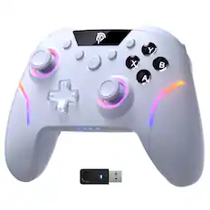 Front. EasySMX - EasySMX X20 Wireless Gaming Controller, RGB Backlit, Hall Effect Sticks, 1000Hz, 6-Axis Gyro for PC/Switch/Steam/Android - White.
