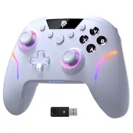 EasySMX - X20 Wireless Gaming Controller, RGB Backlit, Hall Effect Sticks, 1000Hz, 6-Axis Gyro for PC/Switch/Steam/Android - White