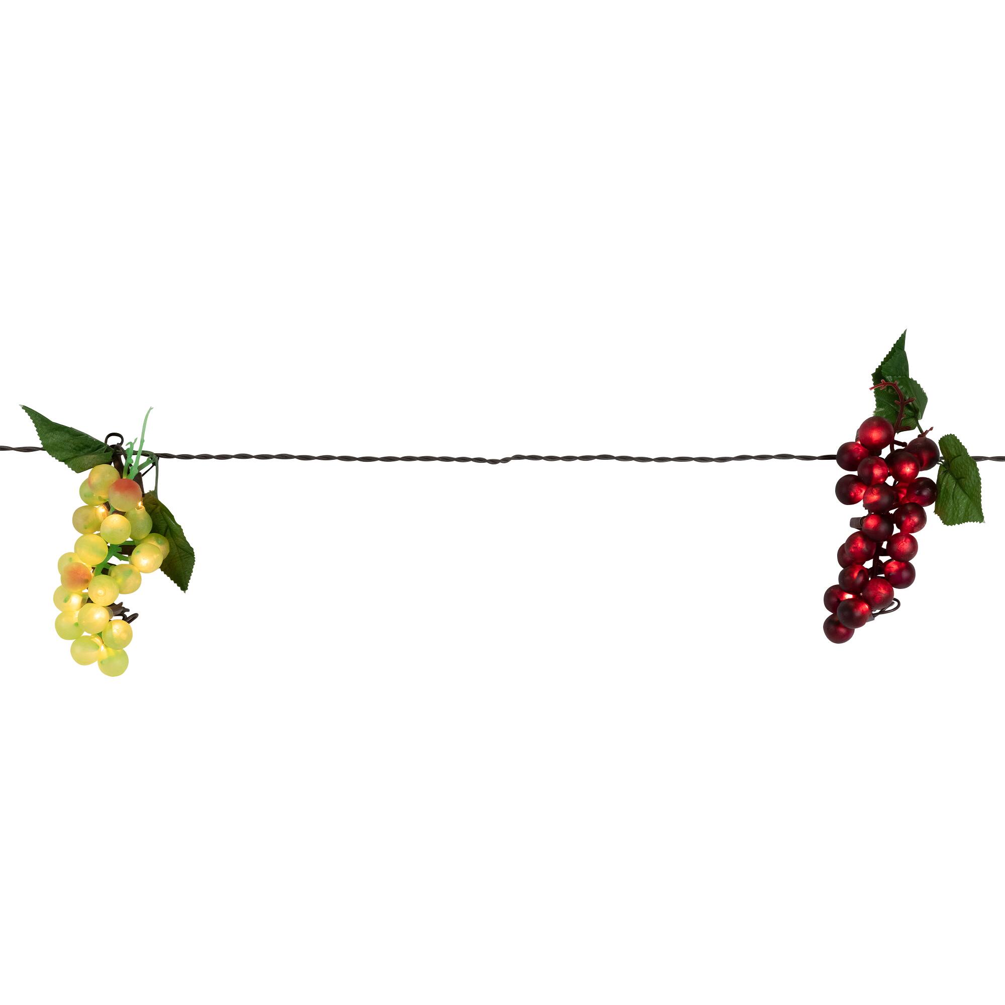 Alt View 5. Northlight - 5-Count Red and Green Grape Cluster String Light Set, 8ft Brown Wire - Red.