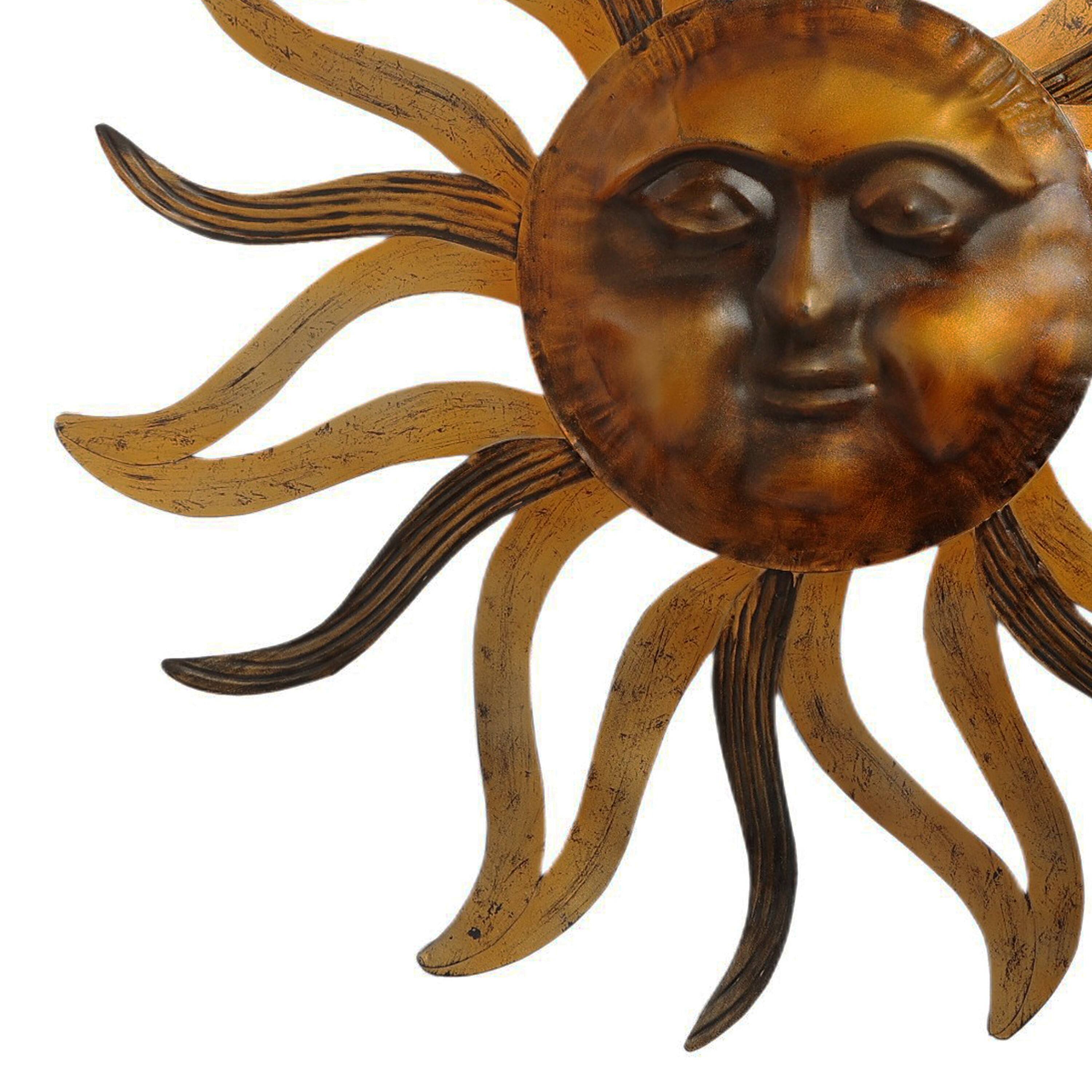 Alt View 2. Manhattan Lane - 35 Inch Round Wall Mounted Sun Face Accent Décor - Rustic Gold, Antique Black.