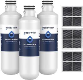 GLACIER FRESH - LT1000PC Refrigerator Water Filter Replacement and LT120F ADQ73334008 Air Filters, 3 Packs