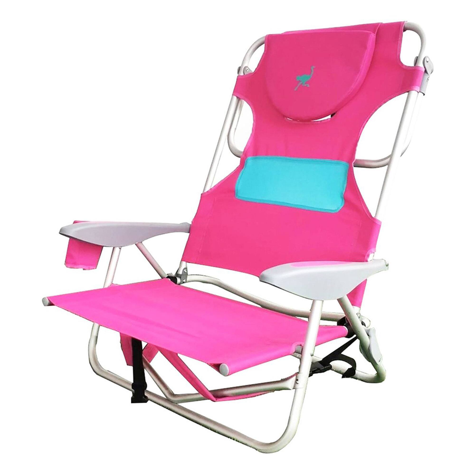Alt View 4. Ostrich - Ostrich Outdoor Beach Ladies Comfort On Your Back Beach Chair, Pink (2 Pack) - Pink.