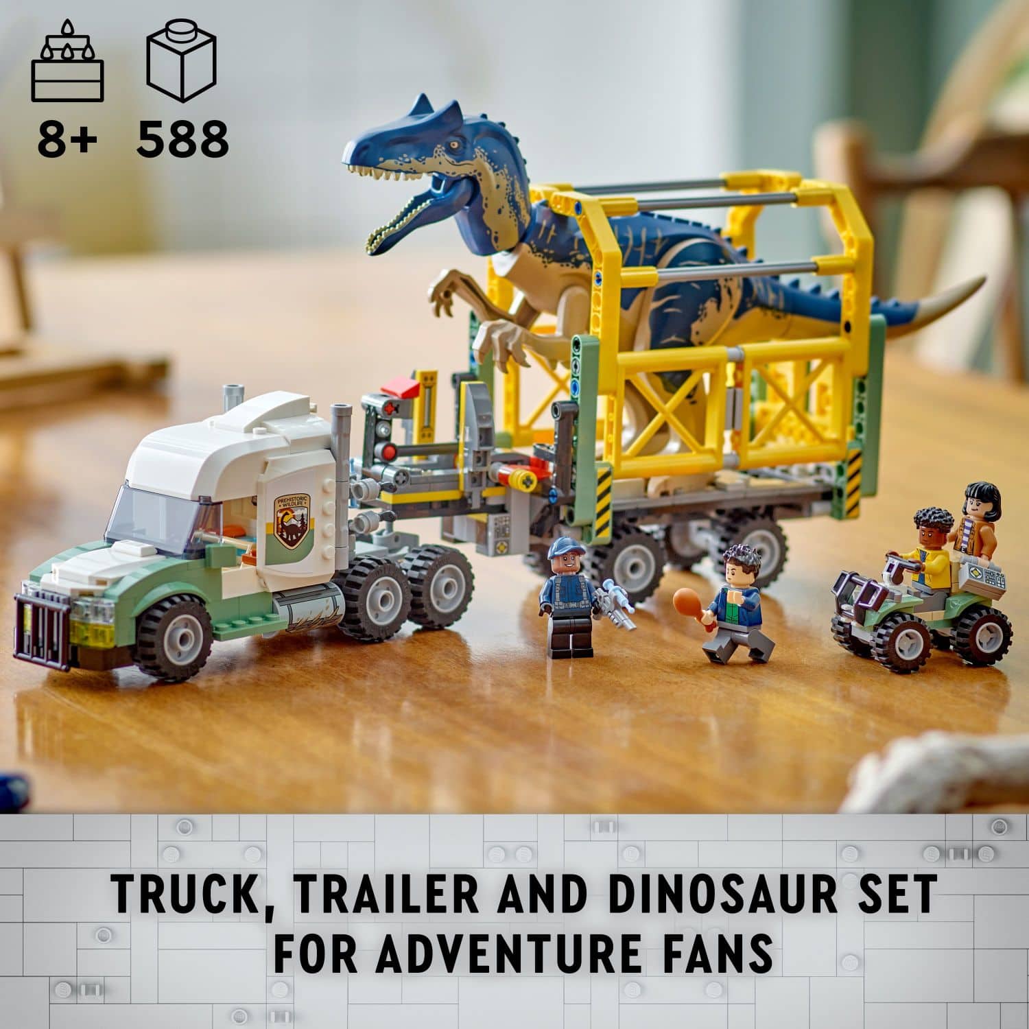 8+ 588 Truck, Trailer and Dinosaur Set for Adventure Fans