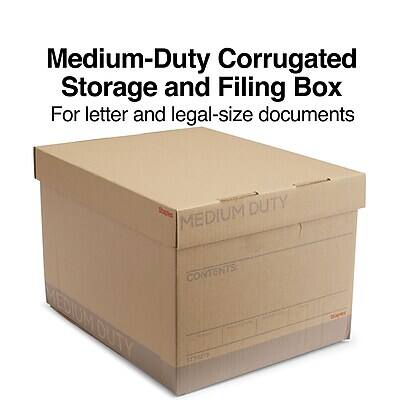 Medium-Duty Corrugated Storage and Filing Box  
For letter and legal-size documents  

MEDIUM DUTY  
CONTENTS: ST50213