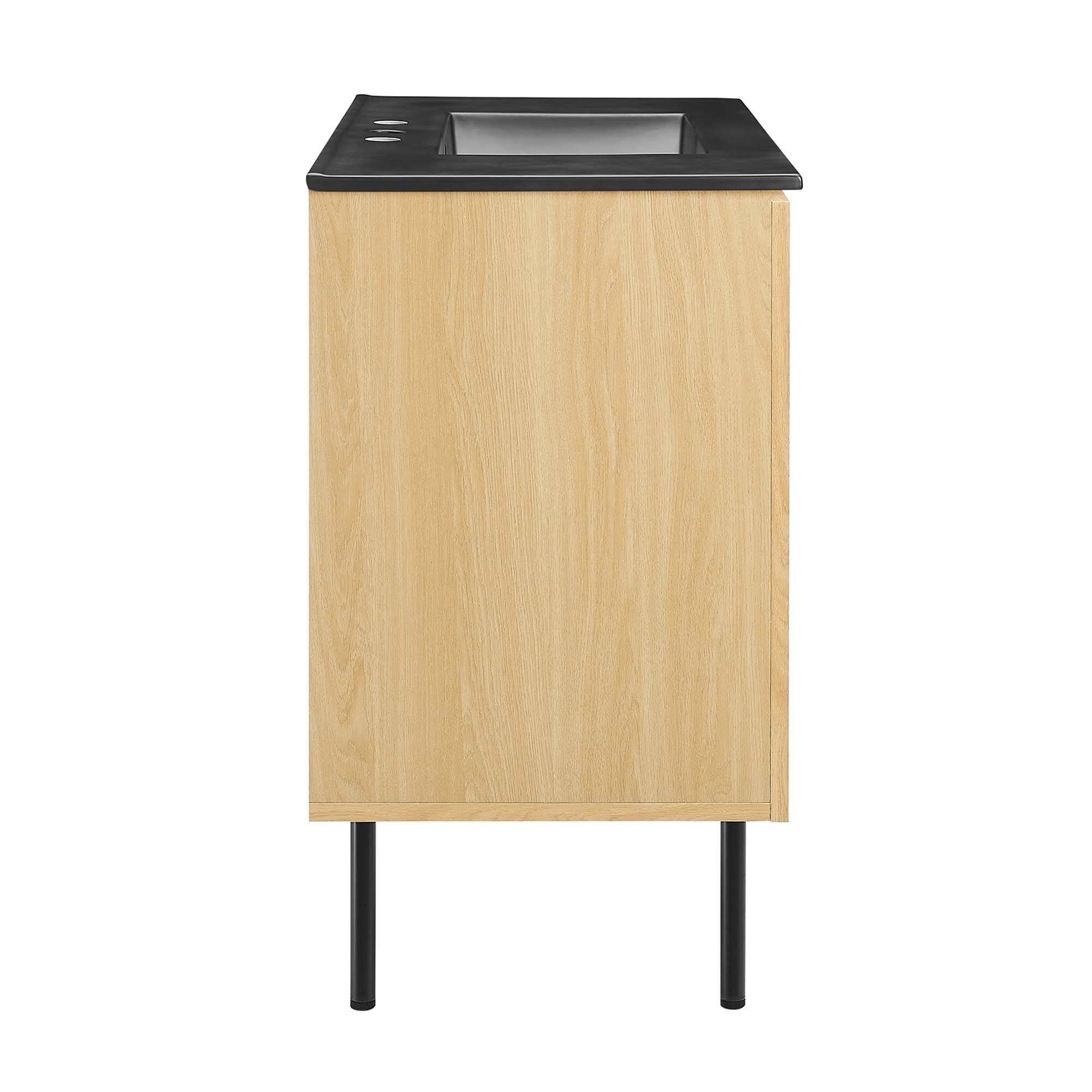 Alt View 4. Modway - Chaucer Bathroom Vanity with Black Basin Included by Modway - Oak Black.