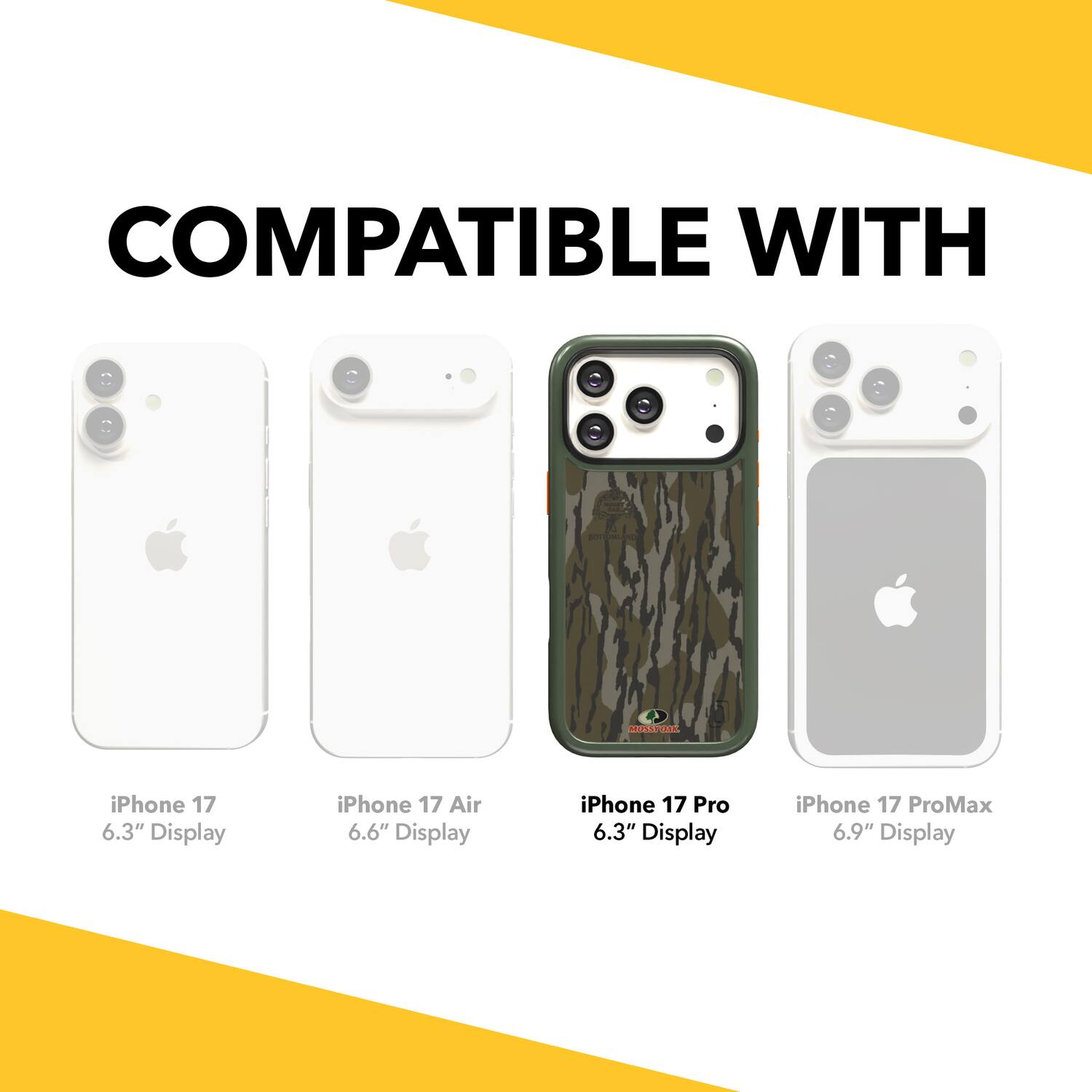 COMPATIBLE WITH

iPhone 17 6.3" Display  
iPhone 17 Air 6.6" Display  
iPhone 17 Pro 6.3" Display  
iPhone 17 ProMax 6.9" Display