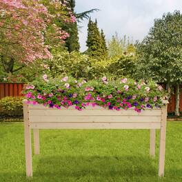 Winado - Raised Garden Bed, 48x23x30 Inch Elevated Wooden Planter Box with Legs, Natural Wood Standing Growing Bed for Herbs Flow