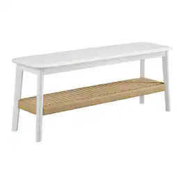 Alaterre Furniture - 48 Inch Entryway Storage Bench with Lower Shelf for Bedroom or Living Room - White