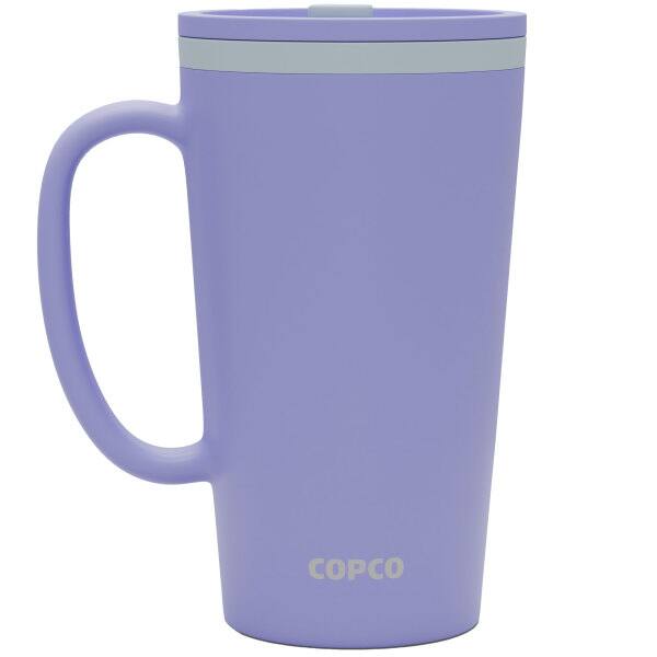 Left. Copco - Copco Double Wall Desk Mug Set of 2, 16 oz, Twist Lid & Handle - Light Purple.