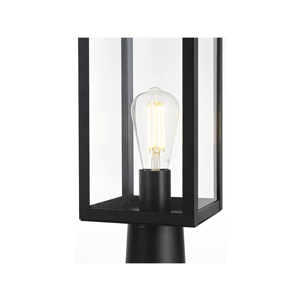 Alt View 3. Elegant Lighting - Hilton 7 inch Outdoor Pendant in Black - Black.
