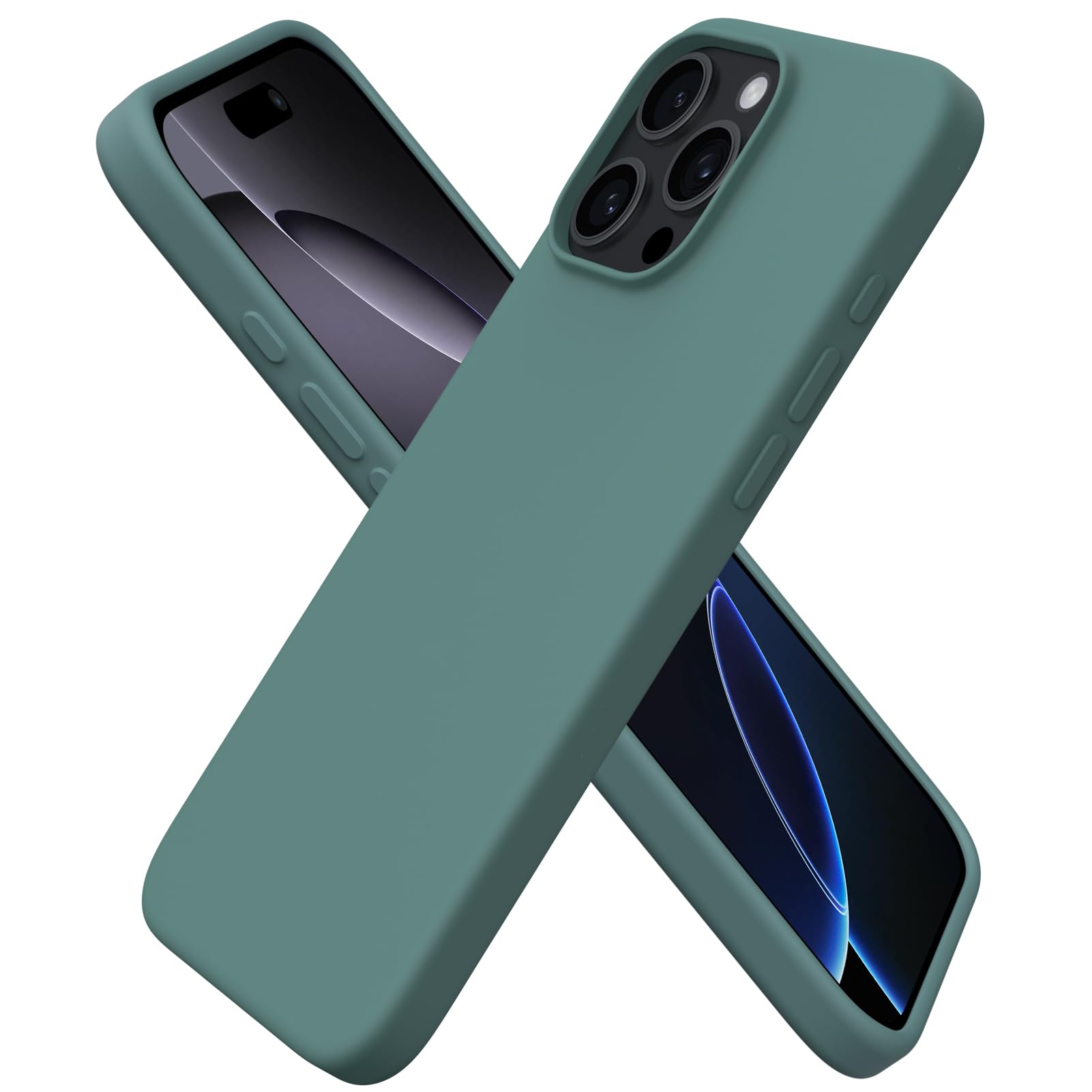 Front. Ornarto - ORNARTO Designed for iPhone 16 Pro Max Case 6.9", Liquid Silicone Full Covered Protective Case-Pine Green - Pine Green.