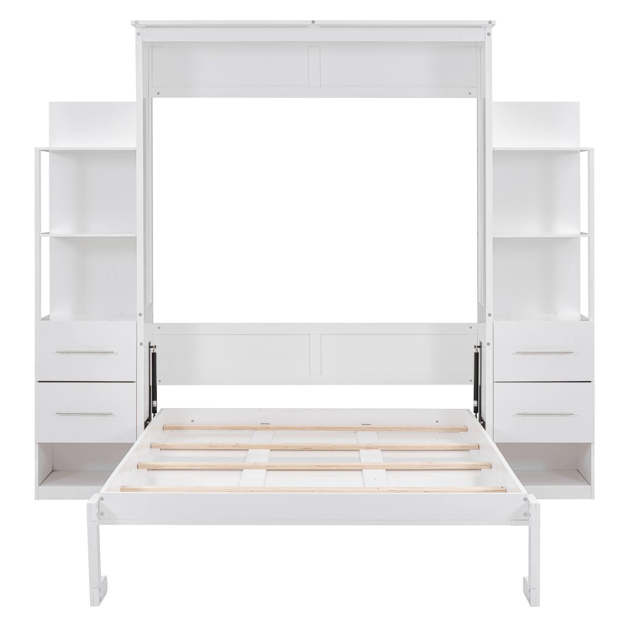 Alt View 7. Tiramisubest - Full Size Murphy Wall Bed, White, MDF+LVL, 80x79x84 inches, 284 lbs, Space-saving - White.