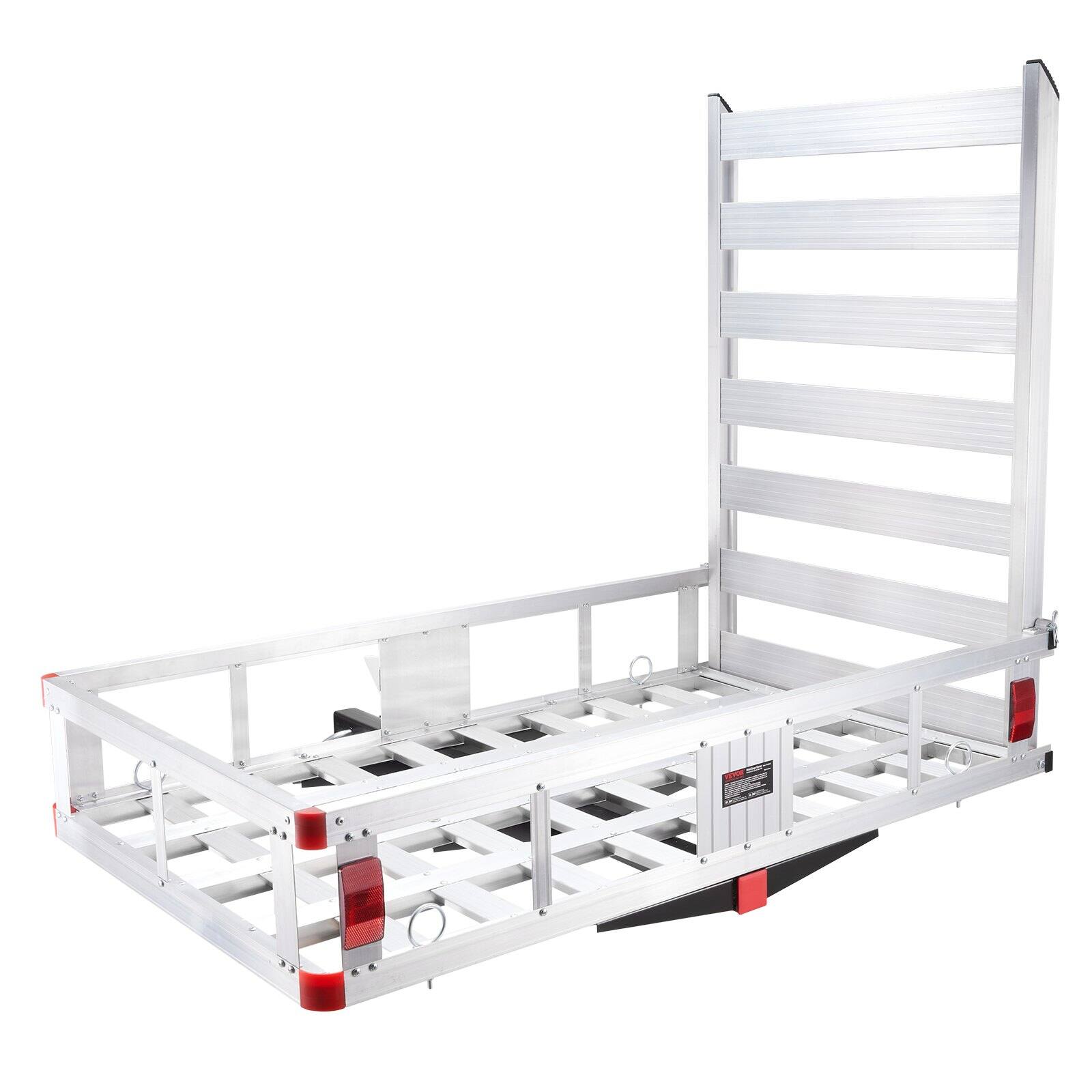 Front. Glintex - 50" Aluminum Hitch Cargo Carrier with 500 lbs Capacity, Folding Ramp, and 2" Hitch Receiver Mount for SUV, Truck, or Van - Natural.