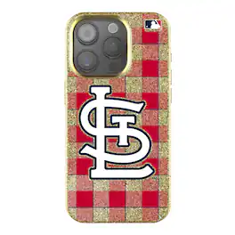Keyscaper - MLB - St. Louis Cardinals - Plaid Bling iPhone Case - 15 - Gold