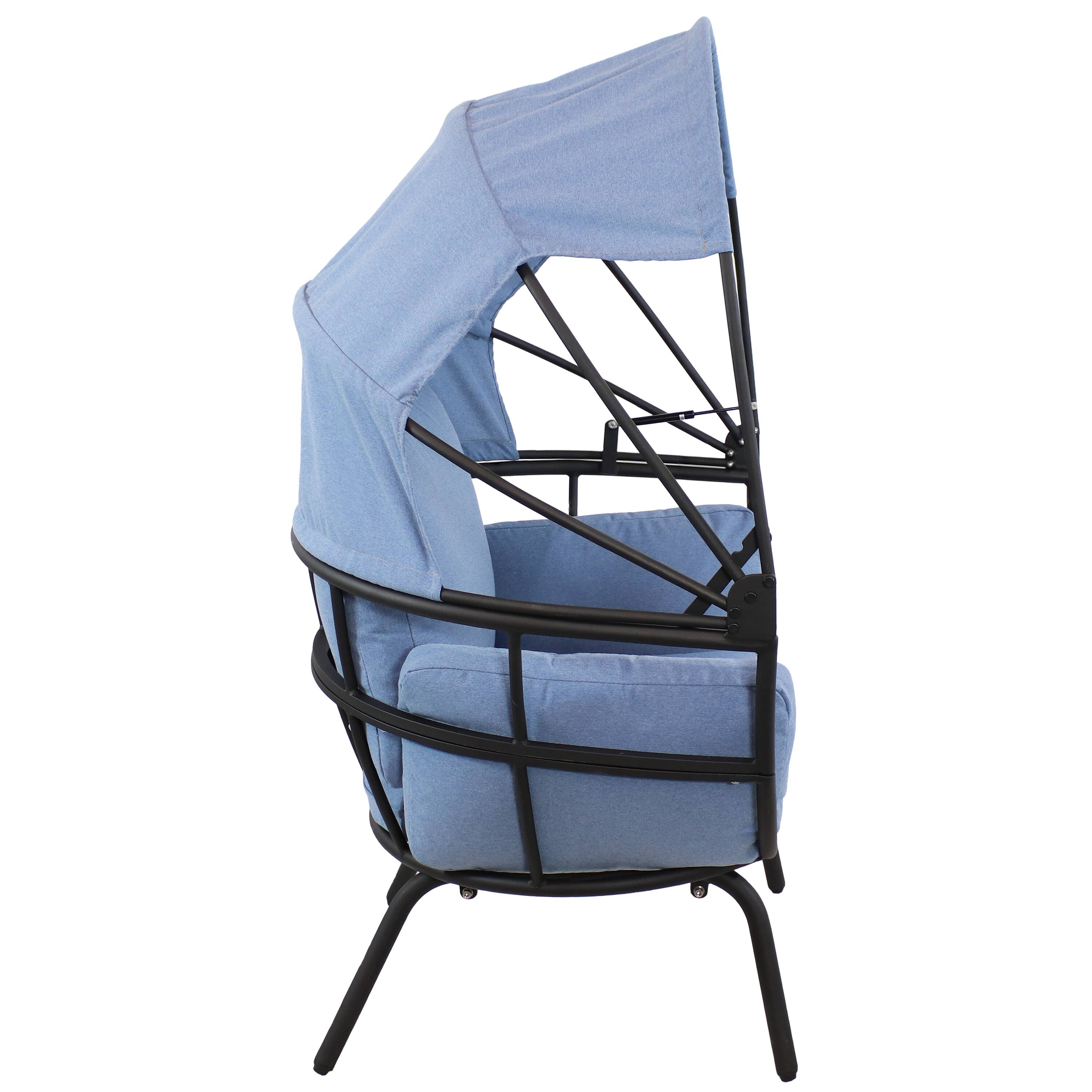 Alt View 10. Sunnydaze - Modern Luxury Wicker Lounge Chair with Retractable Shade - Blue.