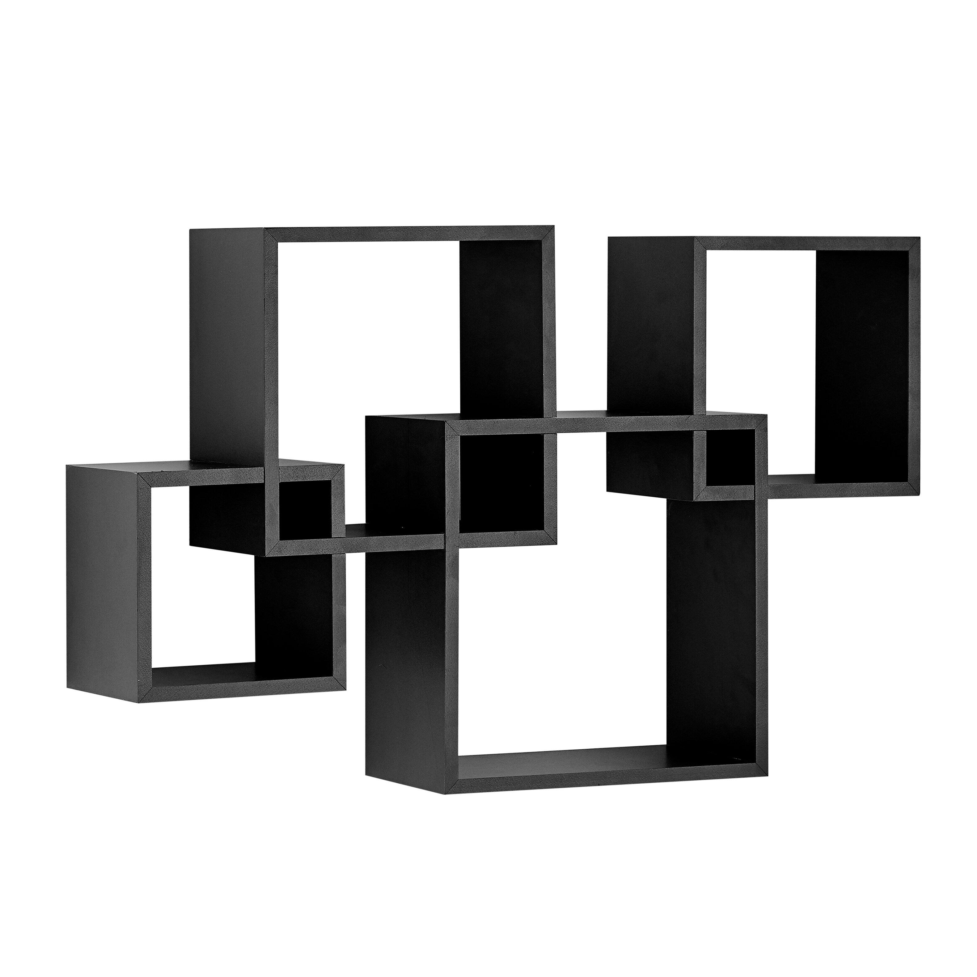 Alt View 10. Danya B - Blocchetto Intersecting Cubes Wall Shelf  - Black - Black.