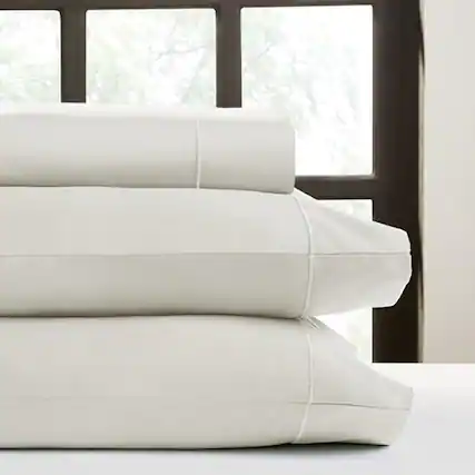 Front. Perthshire Platinum Concepts - Perthshire Platinum Concepts 1000 Thread Count Solid Sateen Sheet - 4 Piece Set - Queen, Ivory - Ivory.