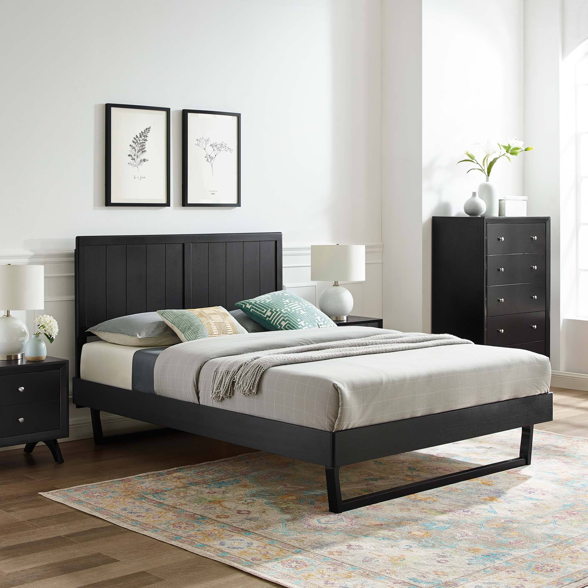 Alt View 5. Modway - Solana Arched Performance Velvet Twin Platform Bed - Blue.
