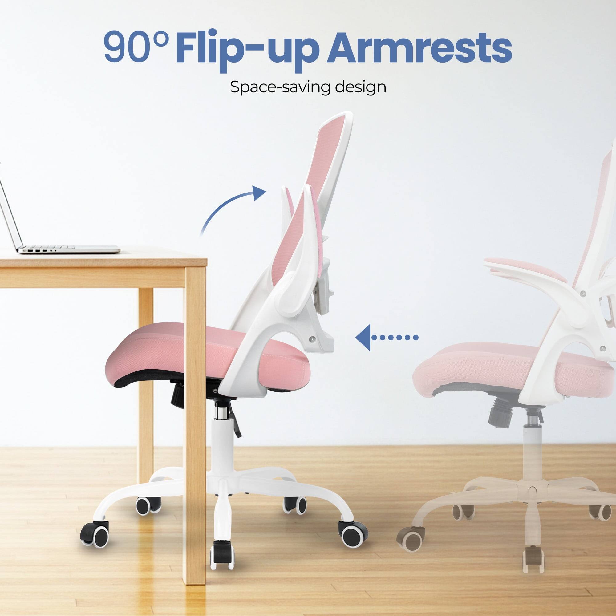 90° Flip-up Armrests  
Space-saving design