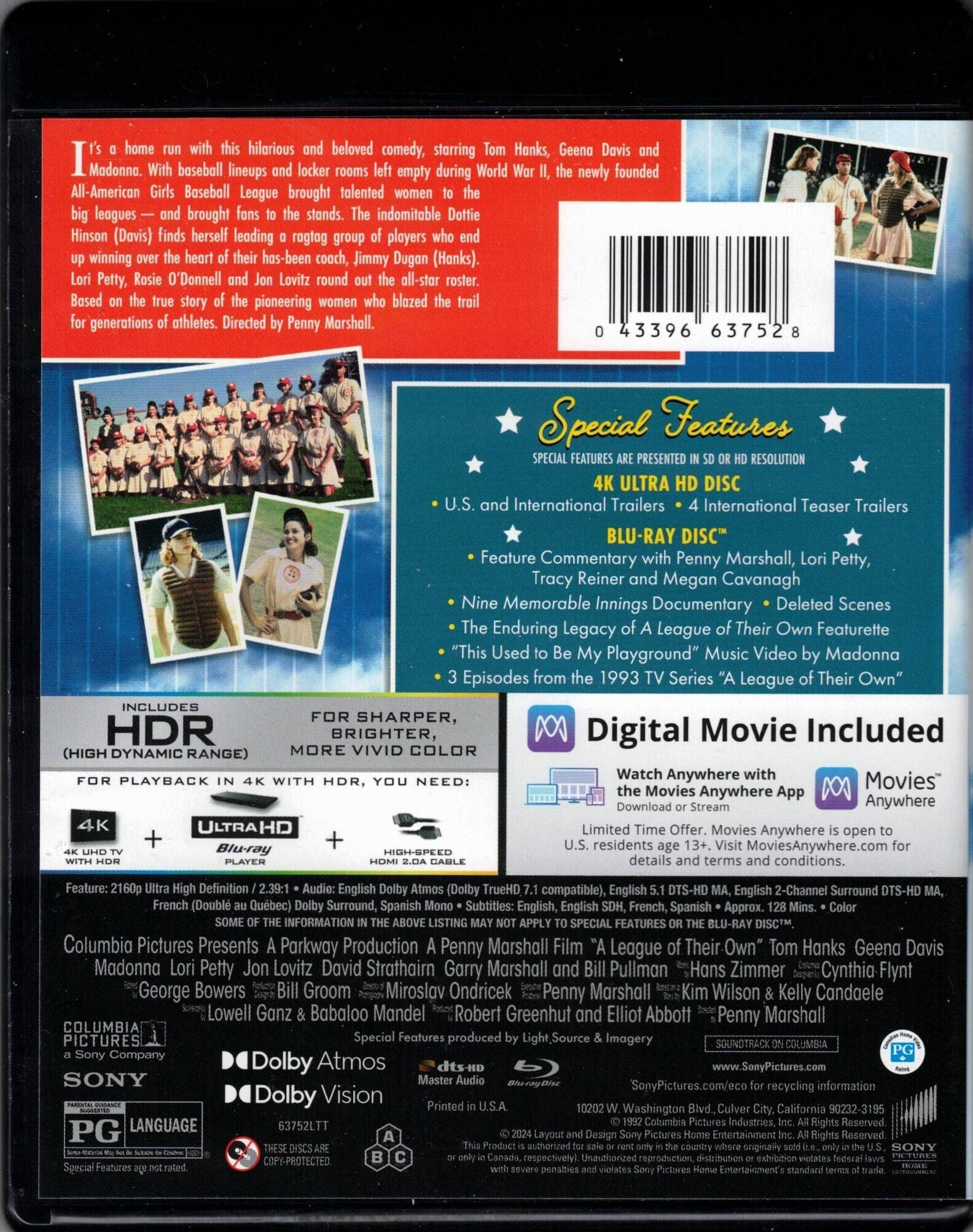 A League of Their Own 4K Blu Ray [Standard] [4K Ultra HD Blu ray