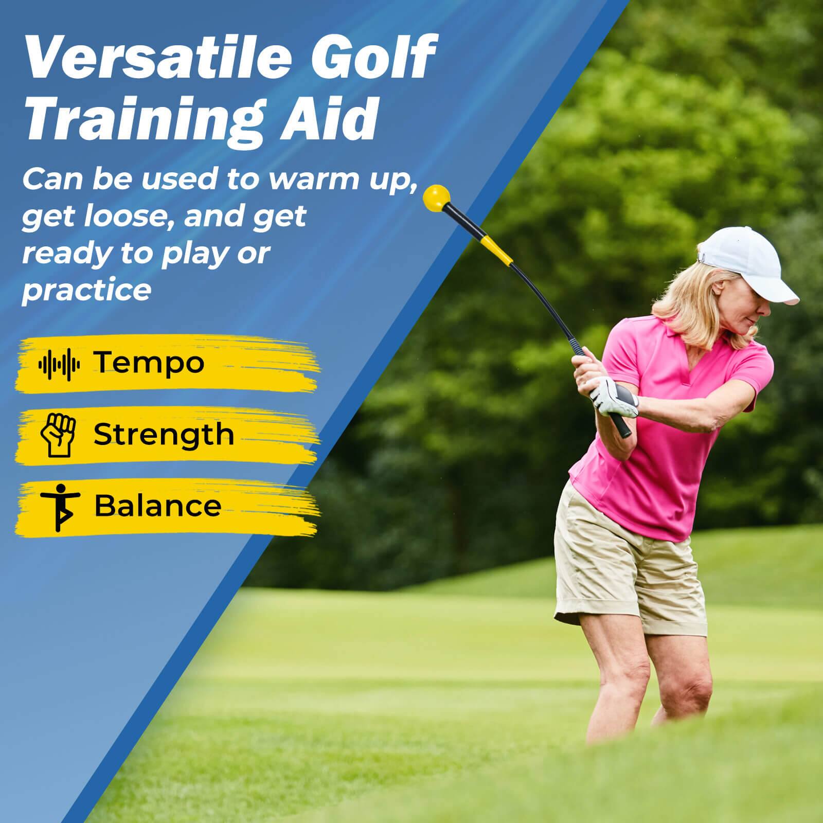 Versatile Golf Training Aid  
Can be used to warm up, get loose, and get ready to play or practice  

- Tempo  
- Strength  
- Balance