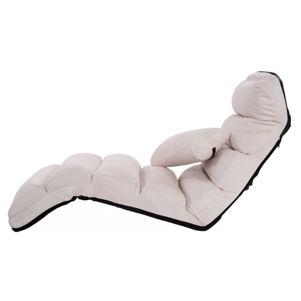 Alt View 2. Resenkos - Folding Lazy Sofa Chair Stylish Sofa Couch Beds Lounge Chair W/Pillow-Beige, Durable Folding Sofa Set with Pillow - Beige.