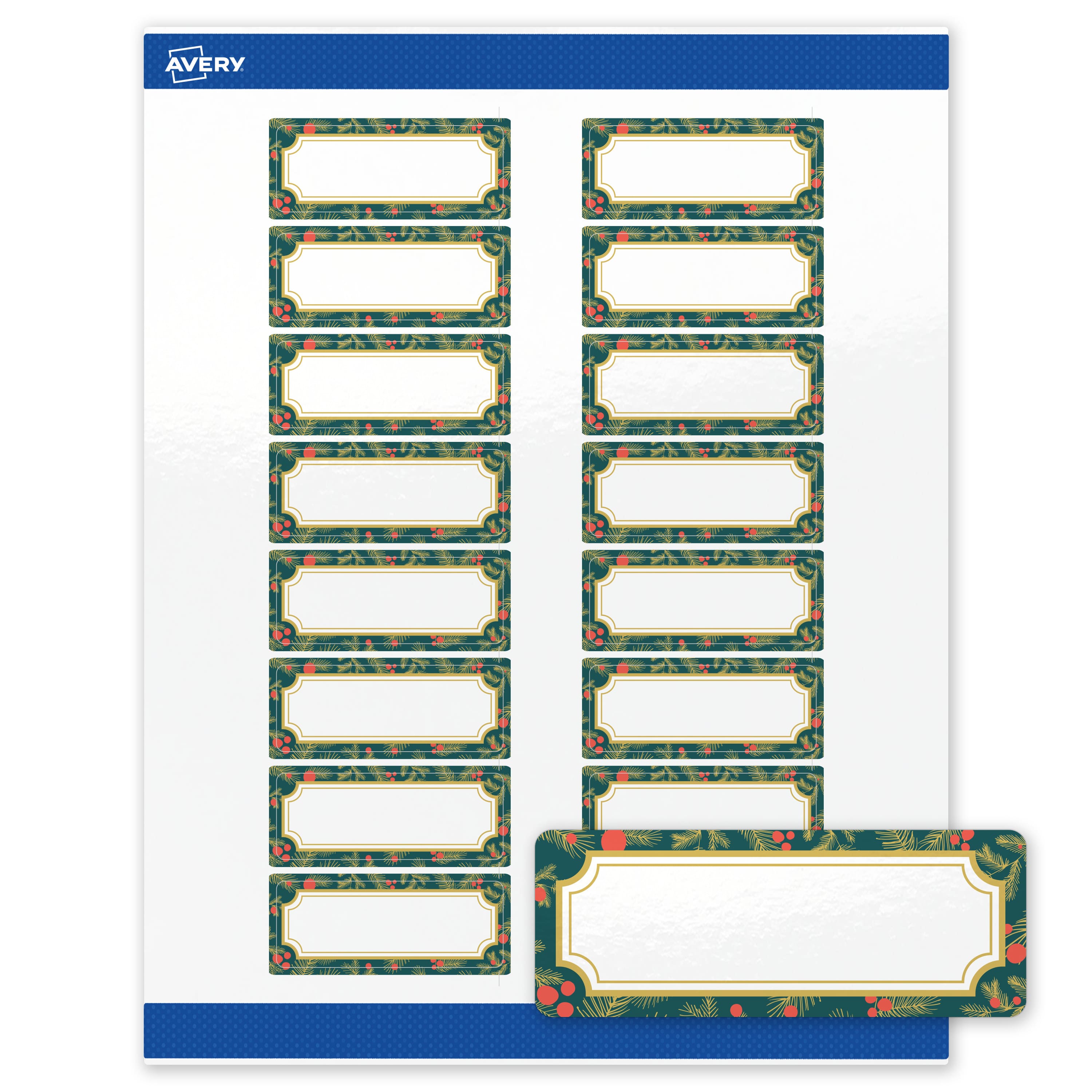 "Avery - Avery® Labels, 1"" x 2-5/8"", Glossy Teal & Metallic Gold Frame - White" price history on PriceWatchPro