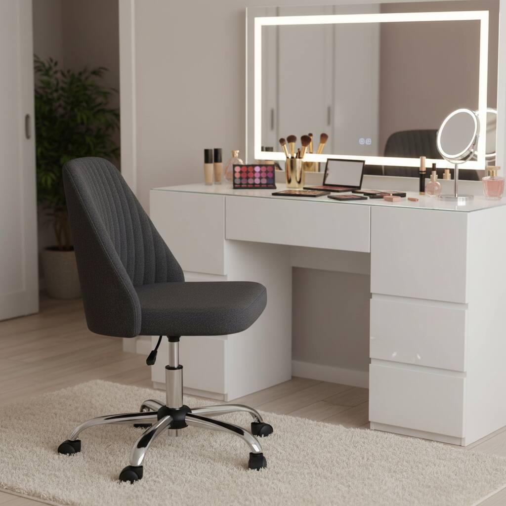 Alt View 4. AOITUN - Office chair charcoal gray - armless desk chair with wheels for home office - comfy wide seat computer task chair - Gray.