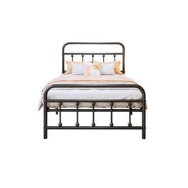 Ecooso - Metal Platform Bed Frame, Victorian Style with Headboard, Footboard, Under Bed Storage, Twin Size - Black