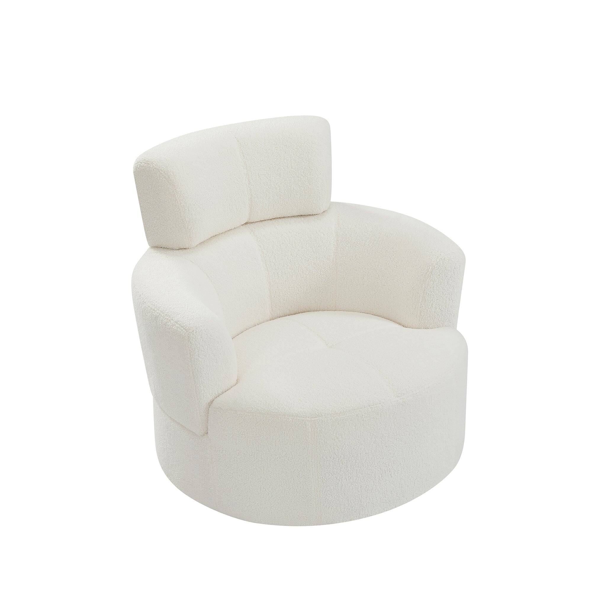 Alt View 1. Boyel Living - 360-Degree Swivel Ergonomic Design  Barrel Chair with Adjustable Headrest with Ultra-Soft Berber Fleece - Cream.
