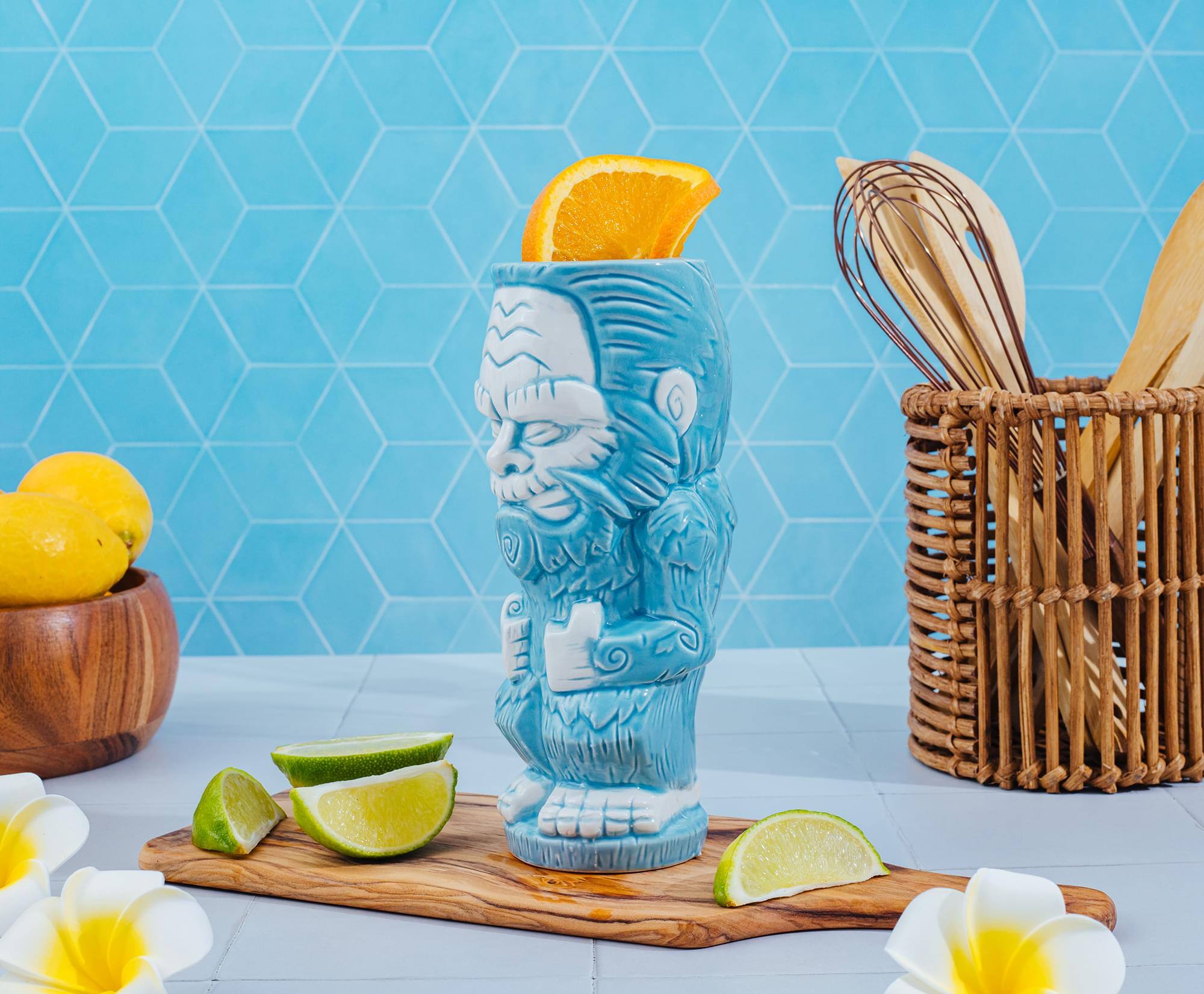 Alt View 4. ThinkGeek - Geeki Tikis Yeti Ceramic Mug | Holds 20 Ounces - Blue/White.