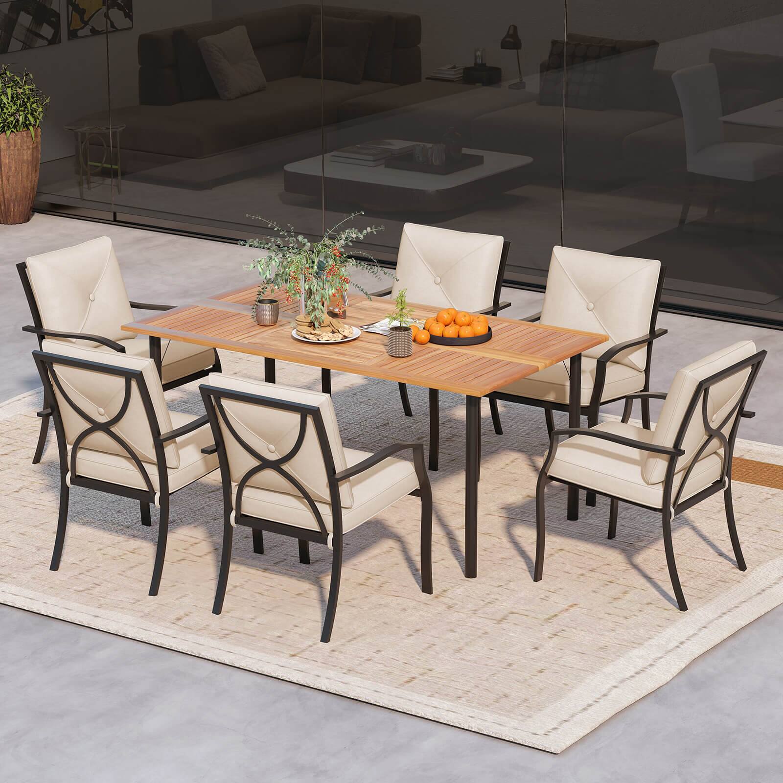 Alt View 4. Costway - Costway Outdoor Patio Dining Chair Set of 2 Stackable Garden Chairs with Metal Frame - Beige+Black.