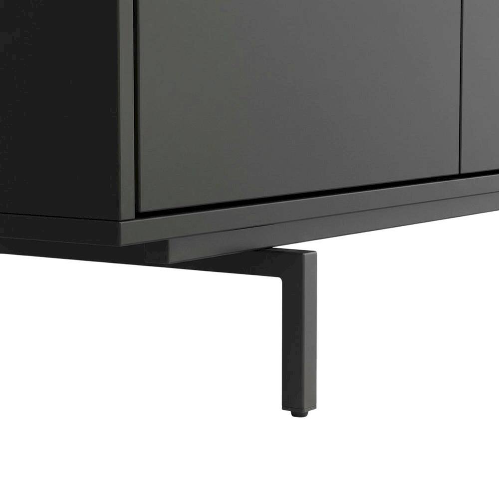 Alt View 2. FurniFact - Black Laminate TV Console with 3 Doors and Modern Design - Black.